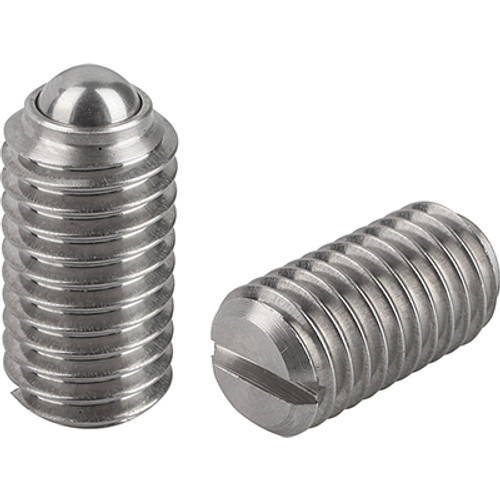 Kipp 5/8"-11 Spring Plungers, Ball Style, Slotted, Stainless Steel, Heavy End Pressure (Qty. 1), K0310.2A6