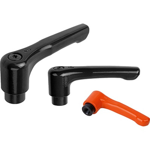 Kipp 5/16"-18 Straight Adjustable Handle, Modern Style, Black Satin, Zinc/Steel, Internal Thread, Size 3 (Qty. 1), K0737.3A31