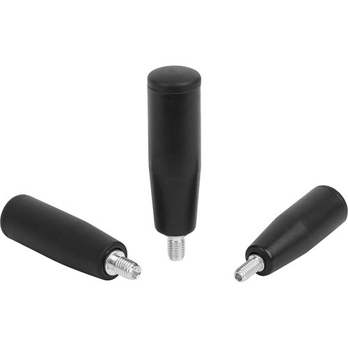 Kipp M8 x 26 mm x 81 mm Cylindrical Grips Revolving with Hexagon Socket, Black Thermoplastic/Steel (1/Pkg.), K0740.08250810