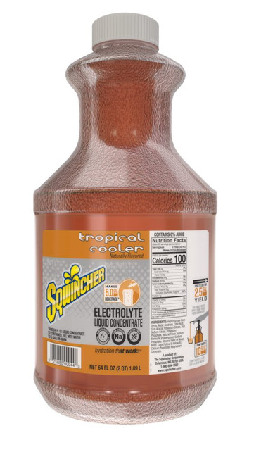 Sqwincher Liquid Concentrate, 64 oz Bottle, Tropical Cooler (6/Case)