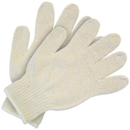 MCR Heavy-Weight String Knit Gloves (100% Cotton, Hemmed) Natural (12 Pair)