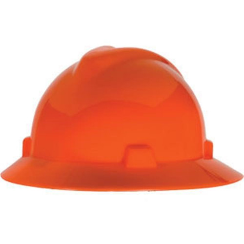 MSA Safety V-Gard Slotted Hat w/ Staz-On Suspension, Hi-Vis Orange