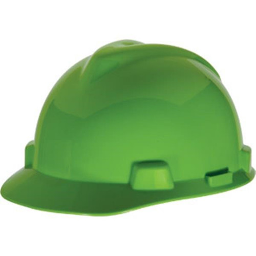 MSA Safety V-Gard Standard Slotted Cap w/ Fas-Trac Suspension, Bright Lime Green