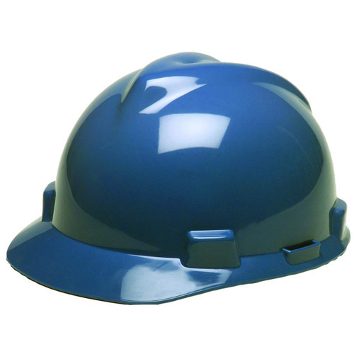 MSA Safety V-Gard Standard Slotted Cap w/ Fas-Trac Suspension, Dark Blue MSA Safety V-Gard Standard Slotted Cap w/ Fas-Trac Suspension, Dark Blue