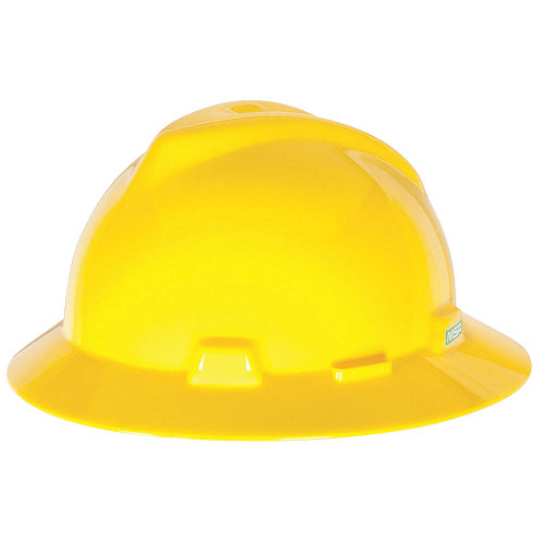 MSA Safety V-Gard Slotted Hat w/ Fas-Trac Suspension, Yellow