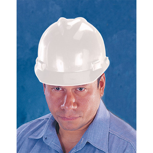 MSA V-Gard Hard Hat, Slotted Cap w/ Fas-Trac III Suspension, White Large #477482