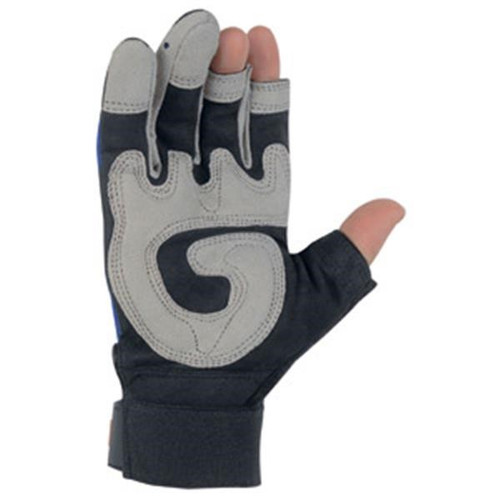 Memphis Fasguard Multi-Purpose 3 Fingerless Padded Palm Gloves, Large (1 Pair)