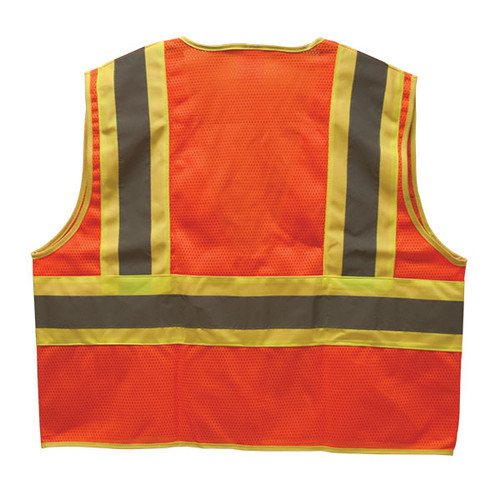 TruForce Class 2 Two-Tone Mesh Safety Vest, Orange, Large
