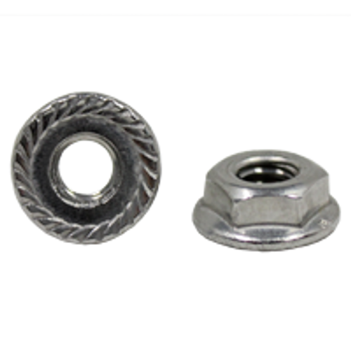 1/4"-20 Hex Flange Lock Nuts Serrated 316 Stainless Steel (100/Pkg.)