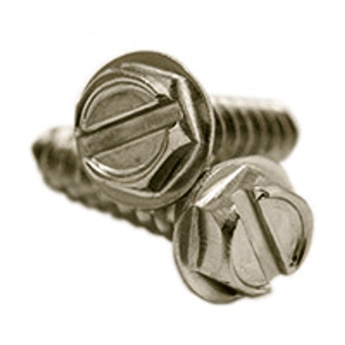 #14 x 1-1/4" Slotted Hex Washer Head Self Tapping Screws Type A, 316 Stainless Steel (200/Pkg.)
