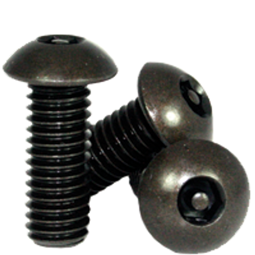 #10-32 x 1/2" (FT) Button Head Socket Cap Tamper Resistant Screw with Pin, Alloy Black Oxide (100/Pkg.)