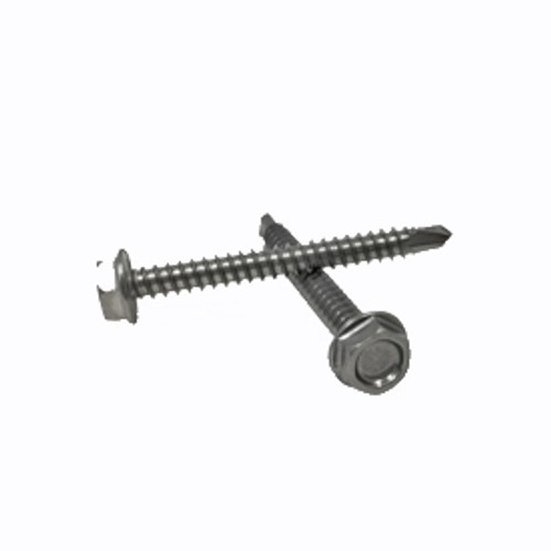 1/4"-14 x 4" (FT) Indented Hex Washer Head Unslotted, #3 Point BSD Self Drilling Screws Hardened Stainless Steel 410 (100/Pkg.)