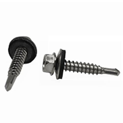 #12-14 x 3/4" (FT) #3 Point BSD Self Drilling Screws Indented Hex Washer Head Unslotted Stainless 410 W/ Bonded Washer (500/Pkg.)