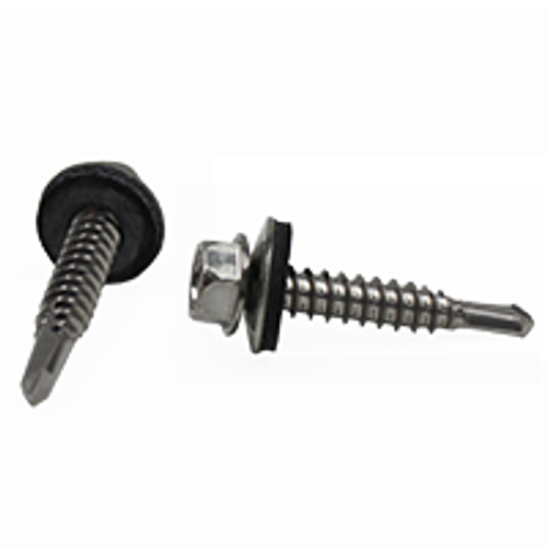 1/4"-14 x 3/4" (FT) #3 Point BSD Self Drilling Screws Indented Hex Washer Head Unslotted Stainless 410 W/ Bonded Washer (1500/Bulk Pkg.)