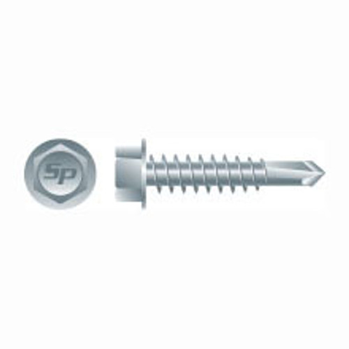 #12-14 x 2" Unslotted Indented Hex Washer Head Screw, #3 Point, Zinc Plated (2000/Bulk Pkg)