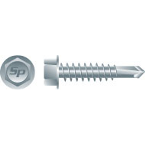 #12-14 x 2-1/2" Unslotted Indented Hex Washer Head Screw, #3 Point, Zinc Plated (1500/Bulk Pkg)