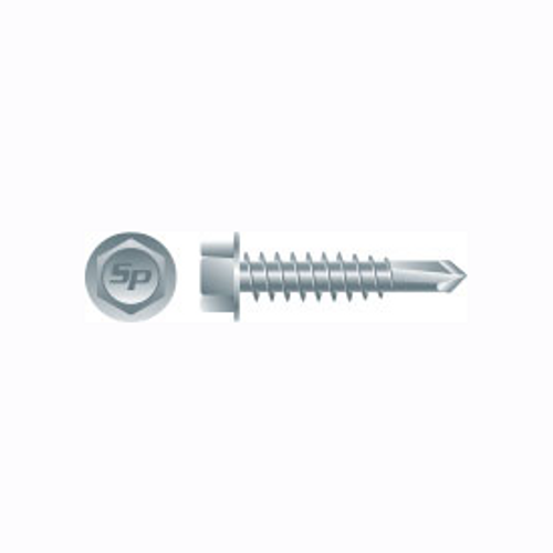 #14-14 x 4" Unslotted Indented Hex Washer Head Screw, #3 Point, Zinc Plated (500/Bulk Pkg)