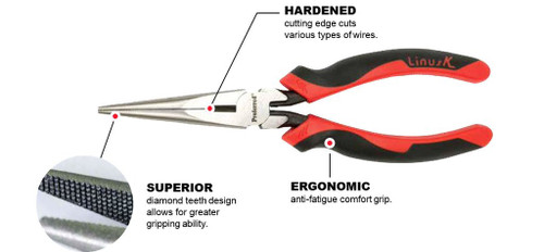 7" Tpr Grip Proferred Side Cutting Long Nose Pliers With Cutter