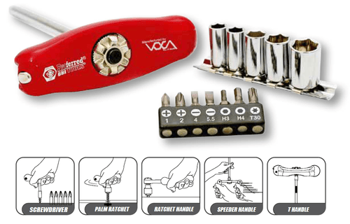 1/4" Drive (72 Teeth) Tiny Bone 5 In 1 Ratchet Handle