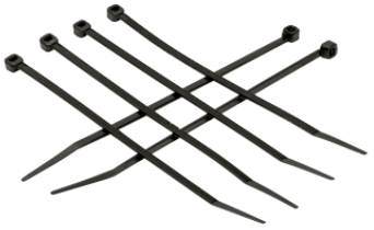 6" 40 Lb (0.13"W, 0.05"T) Proferred Nylon 66 Uv Rated 1000 Hrs Black Cable Ties (Pkg/500)