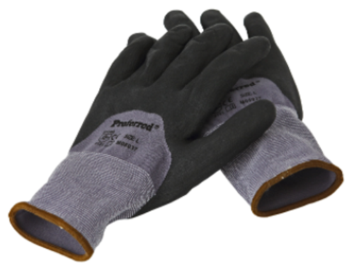 MEDIUM Black Nitrile / Gray Liner With Palm Dots Proferred Industrial Gloves (Pkg/6)