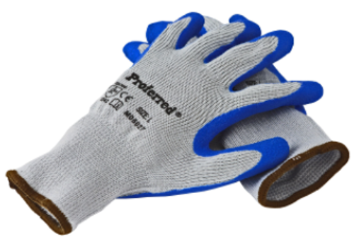 XL Blue Latex / Gray Polyester Proferred Industrial Gloves (Pkg/6)