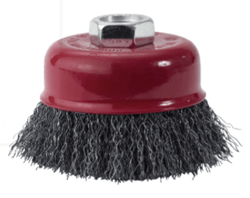 4" Crimped Cup Carbon Steel Wire Brush .14 Wire & 5/8-11" S Carbon Wire Brush