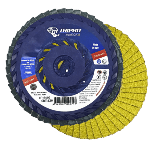 5" x 5/8-11" Nut Arbor, 80/120 Grit Flap Disc Type-27 (10/Pkg)