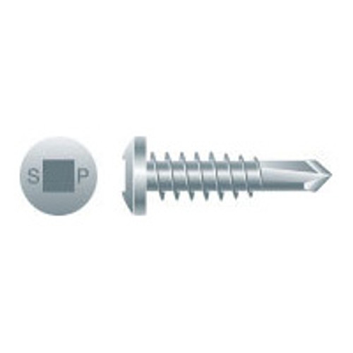 #10-16 x 3/4" Square Drive Pan Head Self-Drilling Screw, 3 Zinc Plated (8000/Bulk Pkg)