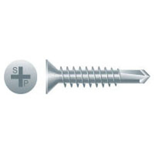 #8-18 x 3/4" Phillips Flat Head Self-Drilling Screw, #2 Zinc Plated (10000/Bulk Pkg)