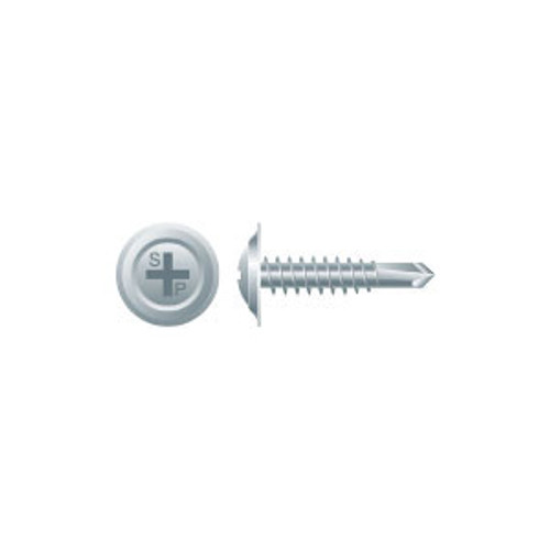 #8-18 x 1-1/4" Phillips #6 Oval Head Sems w/Finishing Washer Self-Drilling Screw, #2 Zinc Plated (5000/Bulk Pkg)