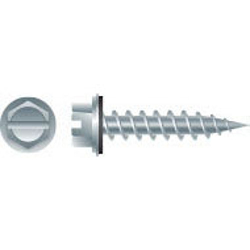 #10 x 1" Slotted Indented Hex Washer Head w/Bonded NEO-EPDM Washer Self-Piercing Screws Zinc Plated (3000/Bulk Pkg)