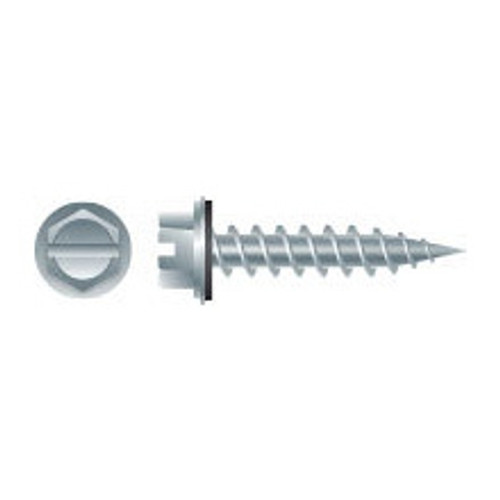 #10 x 1" Slotted Indented Hex Washer Head w/Bonded NEO-EPDM Washer Self-Piercing Screws Zinc Plated (2500/Bulk Pkg)