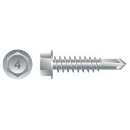 #14-14 x 1" 410 Self-Drilling Stainless Steel Unslotted Indented Hex Washer Head, Passivated & Waxed #3-Point (2500/Bulk Pkg)