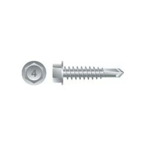 #14-14 x 3" 410 Self-Drilling Stainless Steel Unslotted Indented Hex Washer Head, Passivated & Waxed #3-Point (500/Bulk Pkg)