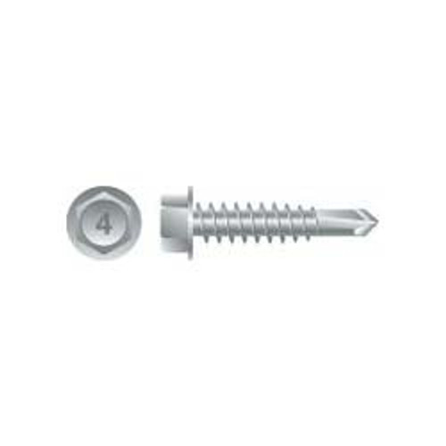 #10-16 x 1" Self-Drilling 410 Stainless Steel Unslotted Indented Hex Washer Head, Passivated & Waxed w/Bonded NEO-EPDM Screw , #3-Point (3000/Bulk Pkg)