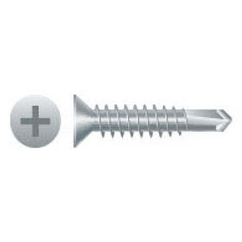 #8-18 x 3/4" 410 Stainless Steel Phillips Flat Head Passivated & Waxed Self-Drilling Screws, #2 (7000/Bulk Pkg)