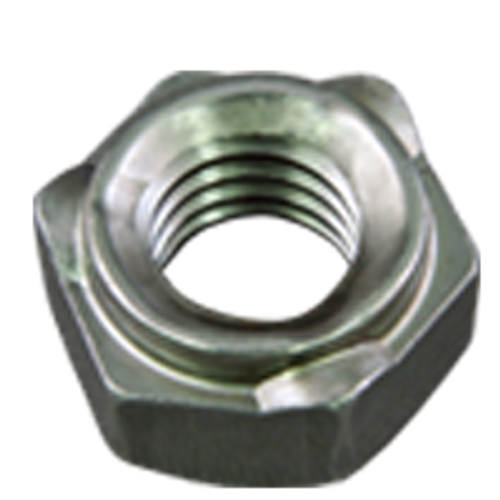 3/8"-16 Hex Weld Nut, Short Pilot, 3 Projections, Plain Steel (2000/Bulk Pkg.)