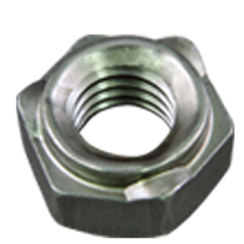 3/8"-16 Hex Weld Nut, Long Pilot, 3 Projections, Plain Steel (2100/Bulk Pkg.)