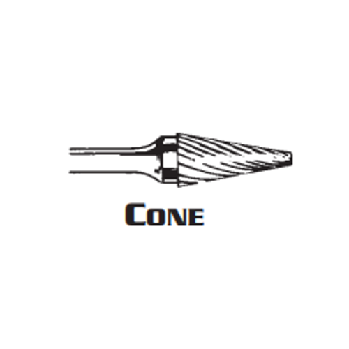 CONE SHAPE CARBIDE BURR SM-2 DOUBLE CUT 1/4 x 3/4 x 1/4 (1/Pc.)