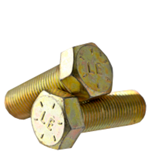 1/4"-20 x 1" Fully Threaded Hex Cap Screws Grade 8 Coarse Zinc-Yellow Bake CR+3 (USA) (100/Pkg.)