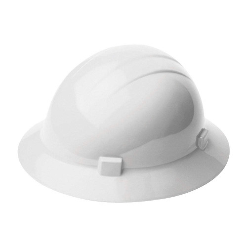 ERB Safety Americana Full Brim Hard Hat: White, 4-Point Nylon Suspension With Slide-Lock Adjustment Safety Hat (Qty. 1)