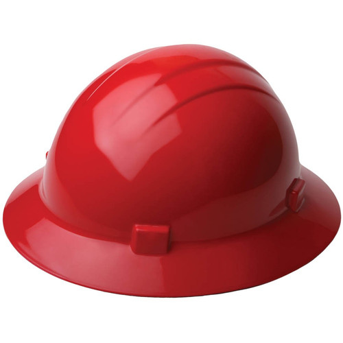 ERB Safety Americana Full Brim Hard Hat: Red, 4-Point Nylon Suspension With Slide-Lock Adjustment Safety Hat (12/Pkg.)