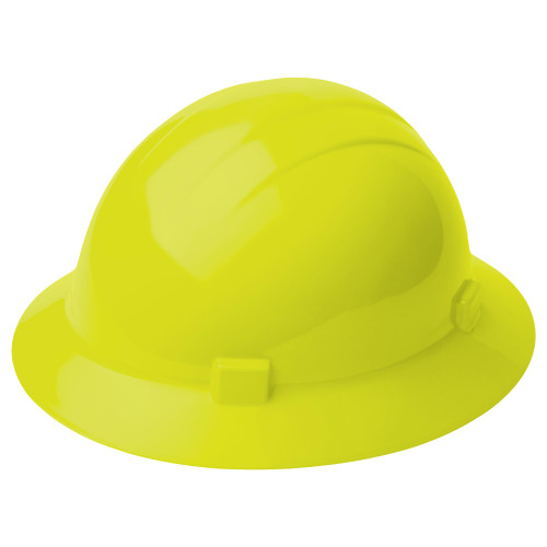 ERB Safety Americana Full Brim Hard Hat: Hi-Viz Yellow, 4-Point Nylon Suspension With Ratchet Adjustment Safety Hat (12/Pkg.)