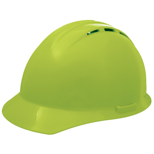 ERB Safety Vent Cap Style: Hi-Viz Lime, 4-Point Nylon Suspension With Rachet Adjustment Safety Hat (12/Pkg.)