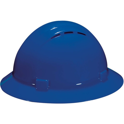 ERB Safety Vent Full Brim Cap Style: Blue, 4-Point Nylon Suspension With Rachet Adjustment Safety Hat (12/Pkg.)