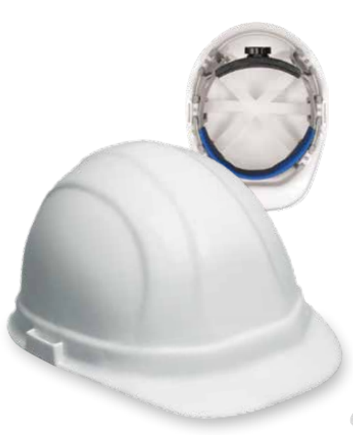 ERB Safety Omega ll Cap Style with Mega Ratchet : White, 6-Point Nylon Suspension With Ratchet Adjustment Safety Hat (12/Pkg.)