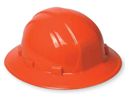 ERB Safety Omega ll Full Brim Hat Style: Orange, 6-Point Nylon Suspension With Slide-Lock Adjustment Safety Hat (12/Pkg.)