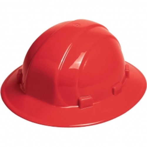 ERB Safety Omega ll Full Brim Hat Style with Mega Ratchet: Red, 6-Point Nylon Suspension With Ratchet Adjustment Safety Hat (Qty. 1)