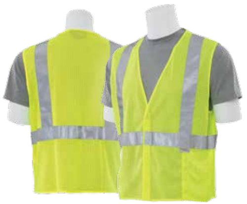 X-Large S15 Lime ANSI Class 2 Vest Mesh Hi-Viz Lime - Hook & Loop